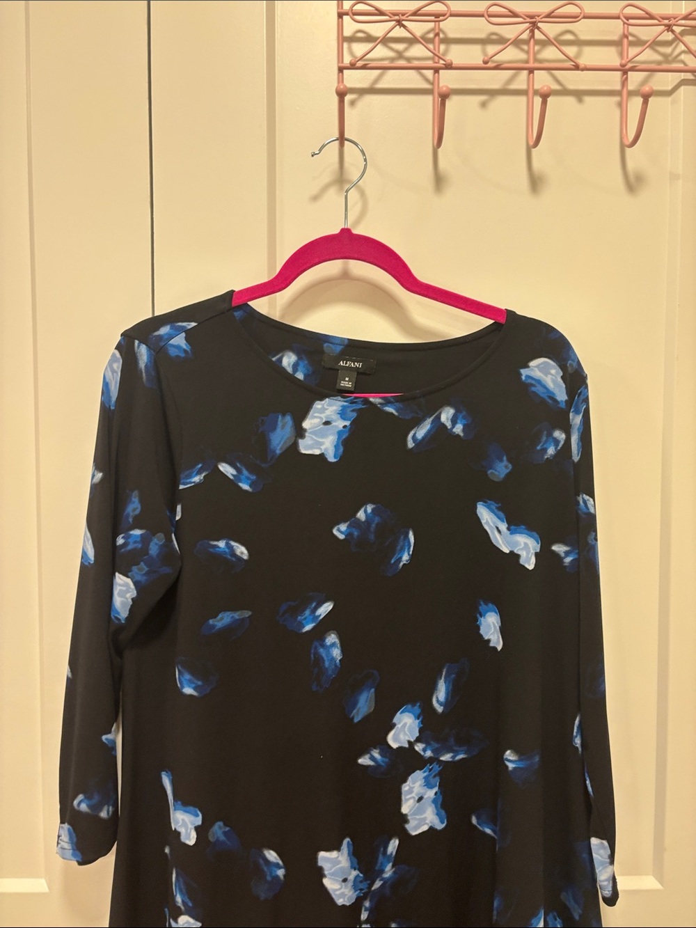 Alfani Black Tunic with Blue Floral Print - Picture 3 of 3
